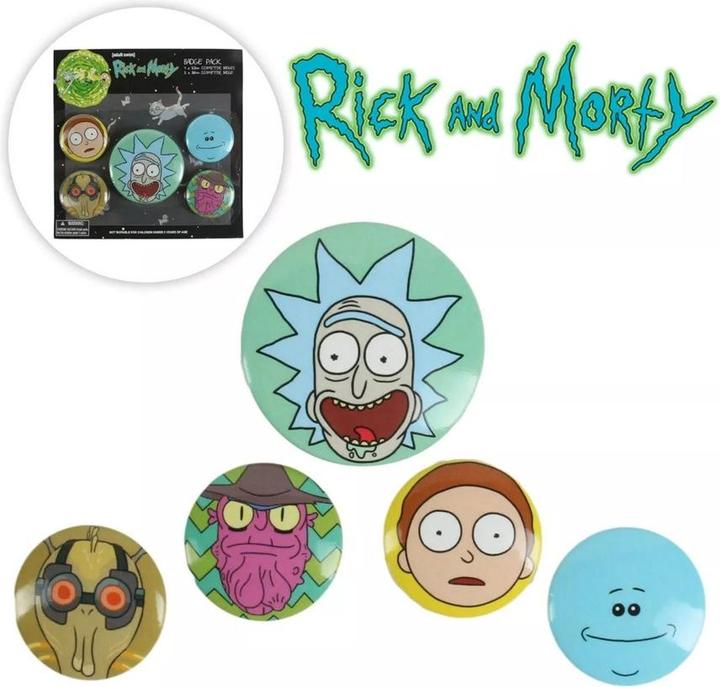 Produktbild Rick And Morty Köpfe Abzeichen 5erPack
