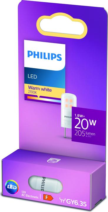 Immagine prodotto Philips Lampada 1,8 W (20 W) GY6,35 Bianco caldo (GY6.35, 1.80 W, 205 lm, 1 x, F)
