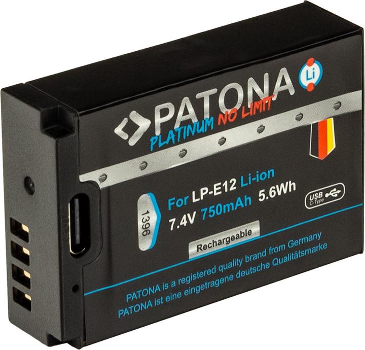 Actual product image Patona Platinum USB-C Canon LP-E12 (Rechargeable battery)