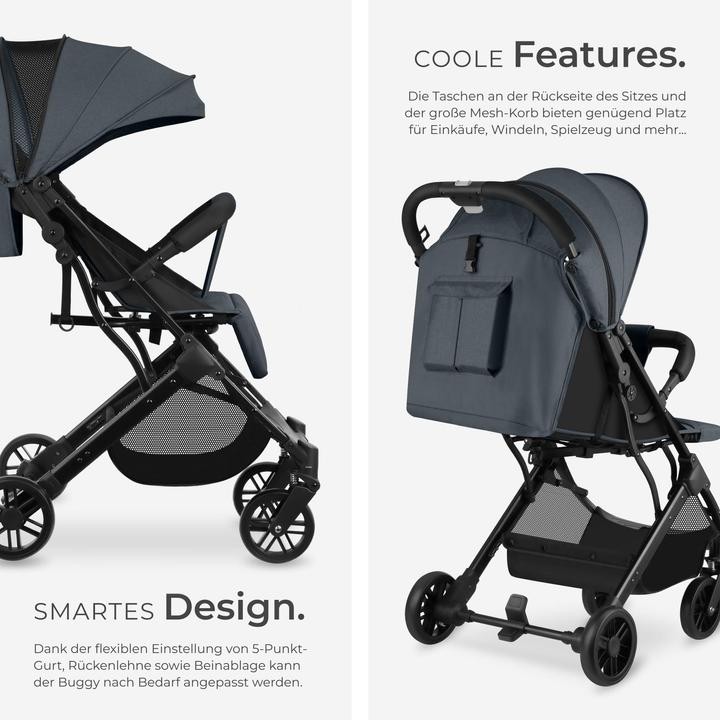 Produktbild tectake Buggy-Kinderwagen Finn, klappbar, 5-Punkt-Gurt