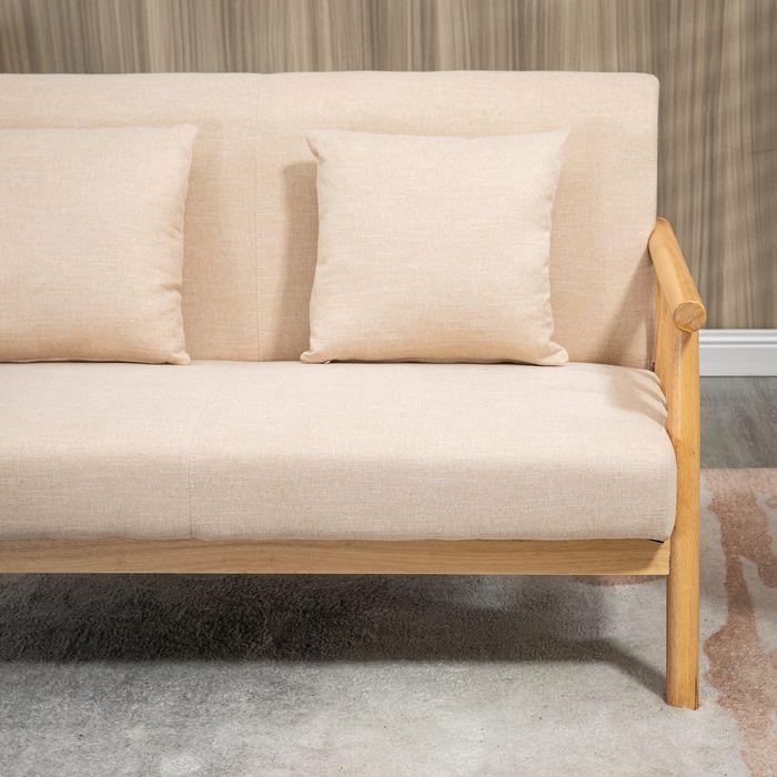 Immagine prodotto Swisshandel24 Divano a 2 posti, rivestimento in tessuto effetto lino, compatto, fino a 200 kg, struttura in (2 posti)