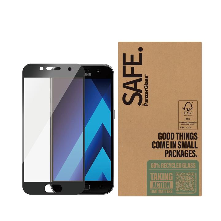 Actual product image PanzerGlass SAFE. by ® Screen Protector w. Black Frame Samsung Galaxy A3 (2017) 4G | Ultra-Wide Fit (50 Piece, Samsung Galaxy A3 (2017))