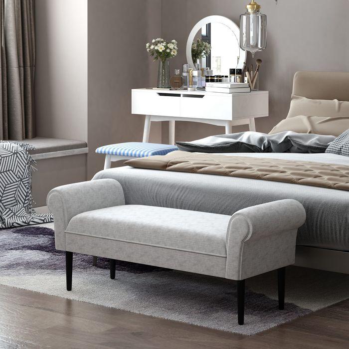 Immagine prodotto Swisshandel24 Panca imbottita panca da salotto panca da corridoio panca da letto elegante con lati arrotolati (45.50 cm)