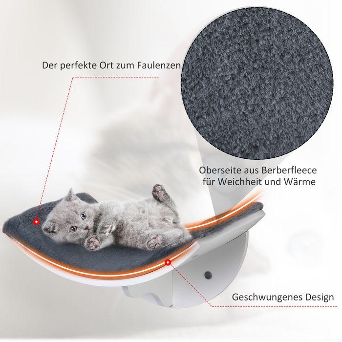 Actual product image Swisshandel24 Cat bed Cat shelf Cat lounger Wall-mounted cat lounger Wall-mounted plush pad MDF White+grey 41 x (Cat)