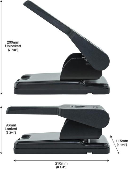 Actual product image Rapesco 1631 Germ-Savvy Anti-Bacterial, HD865-P 2-Cavity Punch, 63 Sheet Punching Capacity, Black