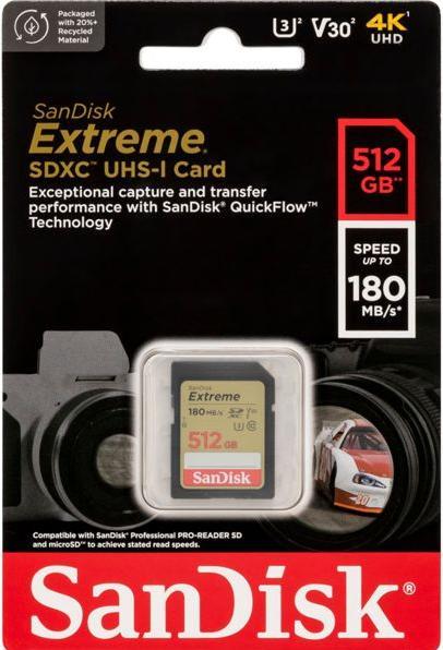 Actual product image SanDisk Extreme (512 GB, SDXC, U3, UHS-I)