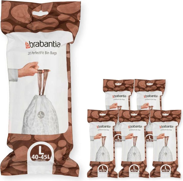 Brabantia PerfectFit Vuilniszakken - 40/45 l - Code L - 6 rolls x 20 stuks (120 x, 45 l)