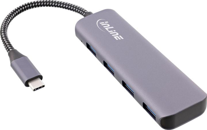 Actual product image InLine USB 3.2 Hub Type-C to 4x A 10Gb/s metal housing grey (USB-C, 4 Ports)