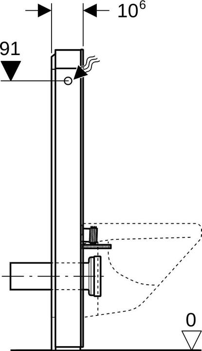 Actual product image Geberit Monolith sanitary module for wall-mounted toilet, 101cm, water connection on side, with conn