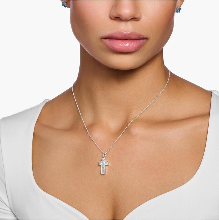 Immagine prodotto Thomas Sabo Collana Croce con Pietre Bianche Argento (Argento 925, 40 - 45 cm)