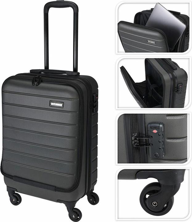 Produktbild ProWorld Koffer-Trolley mit TSA-Schloss, Teleskopgriff, dunkelgrau, 20 Zoll, ABS, 35 x 22 x 55,5 cm (37 l, Handgepäck (bis 50l))
