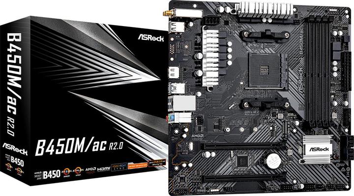 Actual product image AsRock Mainboard B450M/AC R2.0 (AM4, AMD B450, mATX)