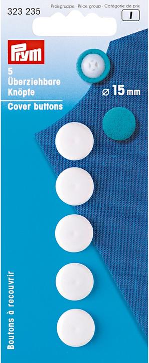 Image du produit Prym Bouton Enfilable, blanc 15 mm, carte 5 pcs, plastique