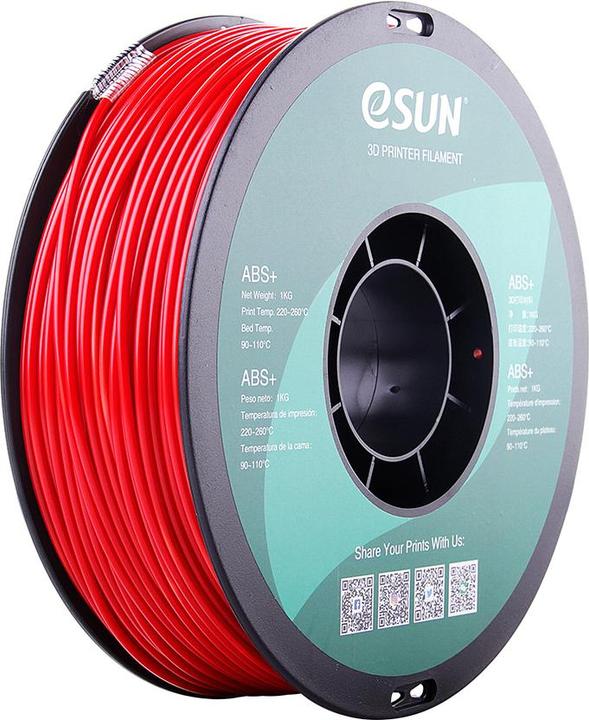 Actual product image eSUN ABS+ Fire Brigade Red Filament 1.75mm 1Kg (ABS, 1.75 mm, 1000 g, Red)