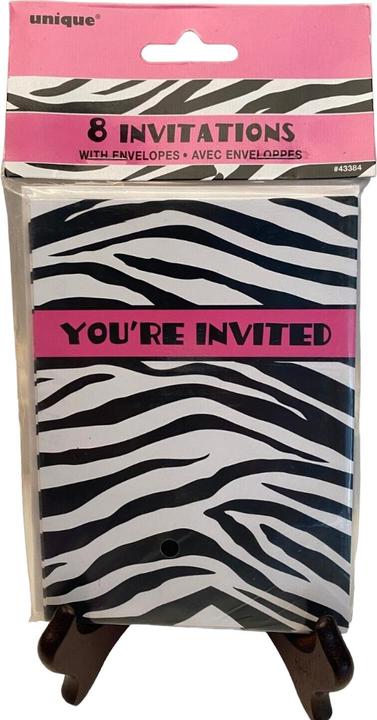 Produktbild Unique Party Einladungen mit Zebradruck (8erPack)