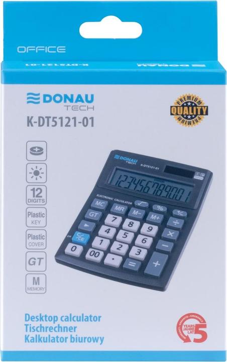 Actual product image Donau Office calculator tech, 12-digit, display, dimensions 137x101x30mm, black (Batteries)
