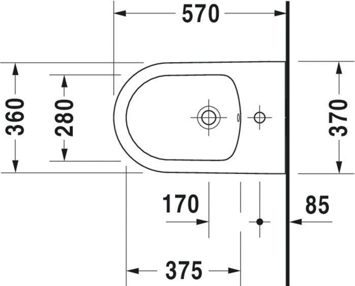 Produktbild Duravit Wand-Bidet ME by Starck m ÜL m HLB 370x570mm 1 Hahnloch weiss