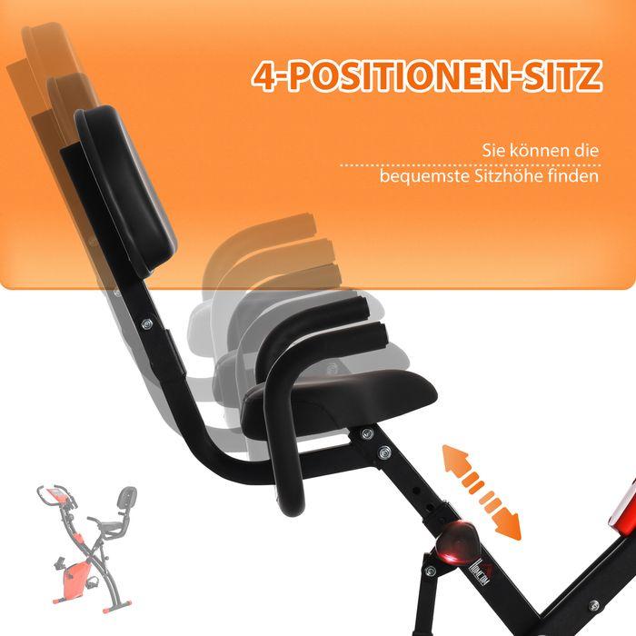 Image du produit Swisshandel24 Vélo d'appartement 2 en 1 Écran LCD, pliable, résistance magnétique réglable sur 8 niveaux, 1 paire