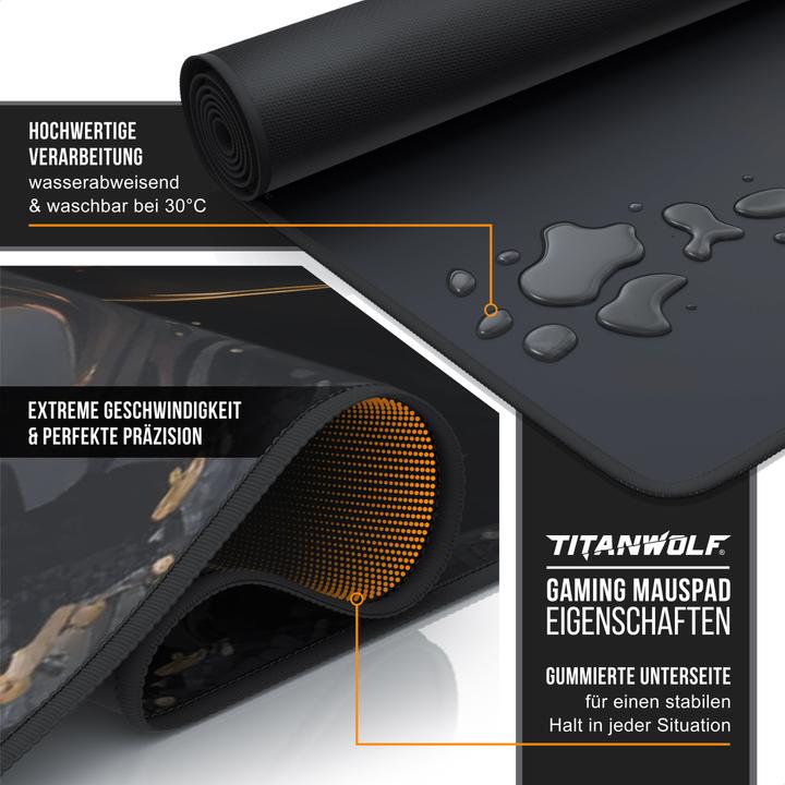Image du produit Titanwolf Gaming Mauspad XXL, glattes Stoffgewebe, Speed Mausmatte 900 x 400 mm grosse Fläche, Polygon Wolf (XXL)