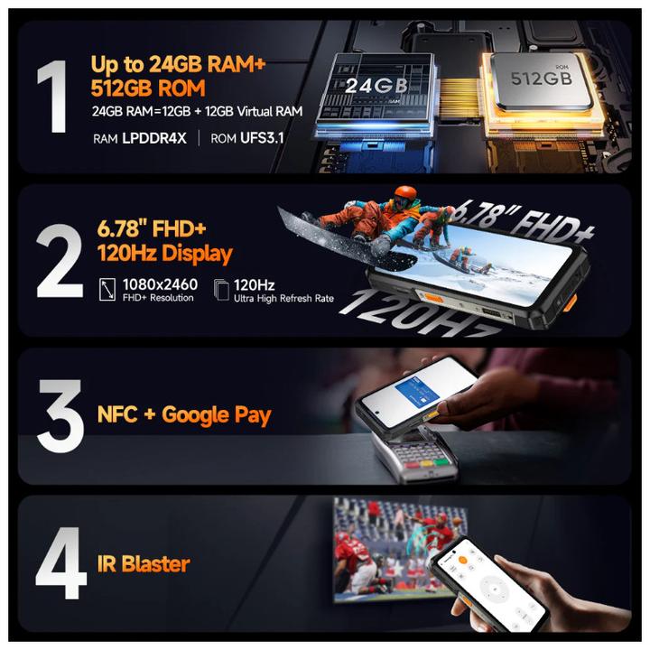 Produktbild Ulefone Armor 26 Ultra Walkie-Talkie (512 GB, Schwarz, Orange, 6.78", Dual SIM, 200 Mpx, 5G)