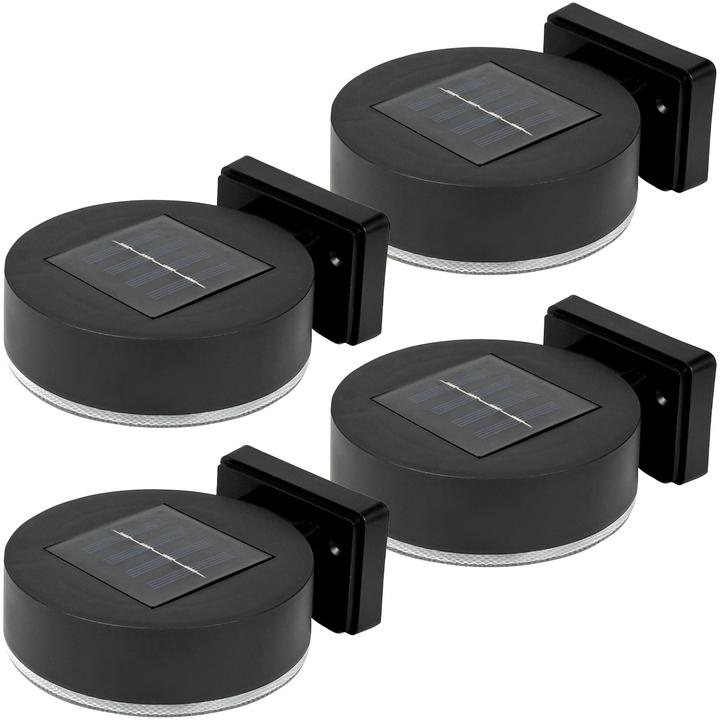 Actual product image ProPlus Set of 4 solar wall lights, round, black (IP44)