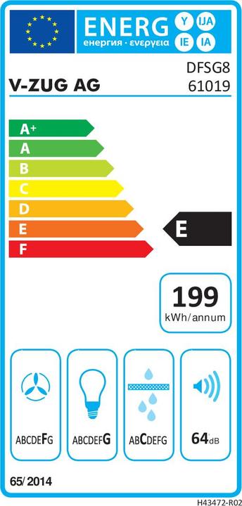 Energie-Label V-Zug DFSG8c (Unterbauhaube)