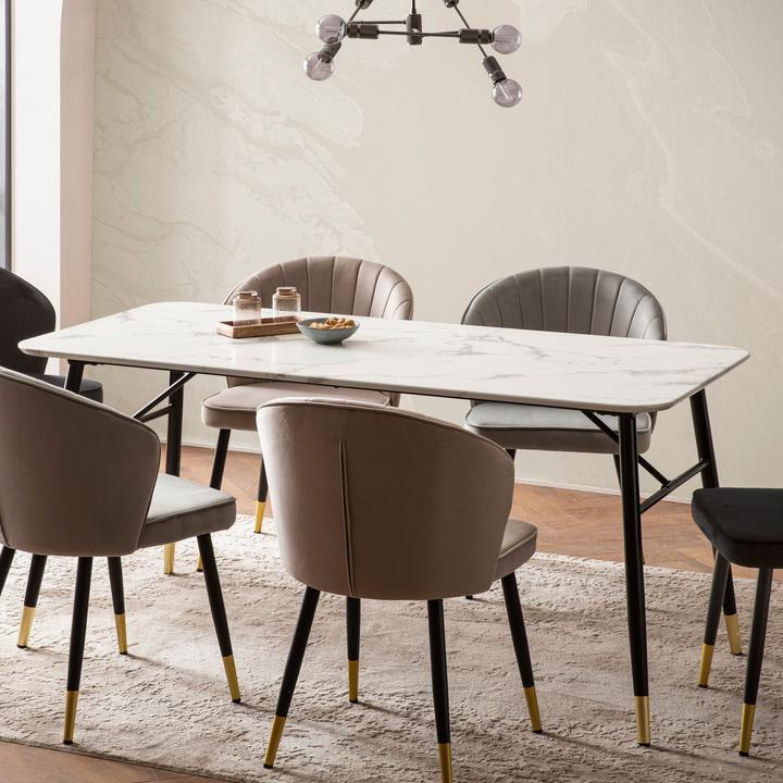 Actual product image FineBuy Dining room table Marble look white Dining table Kitchen table Dining room table