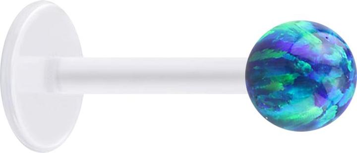 Produktbild Star Piercing Micro Labret transparent mit Kugel Opal blau (ohne Messing, Bioflex)