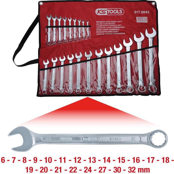 Actual product image KS Tools Combination wrench set. angled. 21 pcs. 517.0 (32 mm, 19 mm, 6 mm, 12 mm, 24 mm, 14 mm, 22 mm, 16 mm, 23 mm, 10 mm, 21 mm, 18 mm, 27 mm, 7 mm, 31 mm, 17 mm, 11 mm, 15 mm, 26 mm, 30 mm, 8 mm, 28 mm, 9 mm, 29 mm, 13 mm, 20 mm, 25 mm)