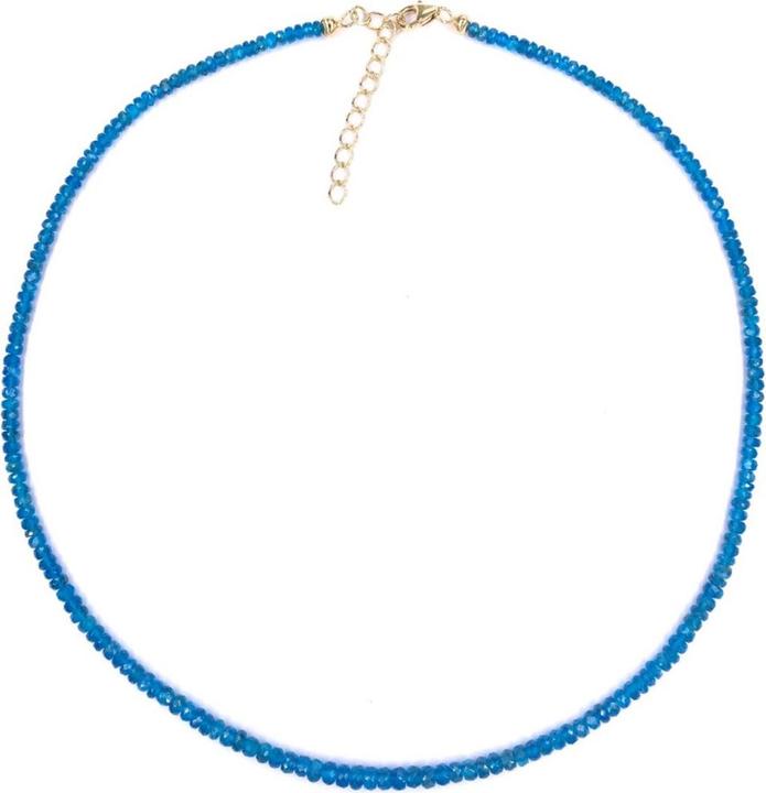 Immagine prodotto Xen Apatite neon - Collana 3-5 mm sfaccettata 48 + 5 cm argento 925 placcato oro (Argento 925, 48 cm)