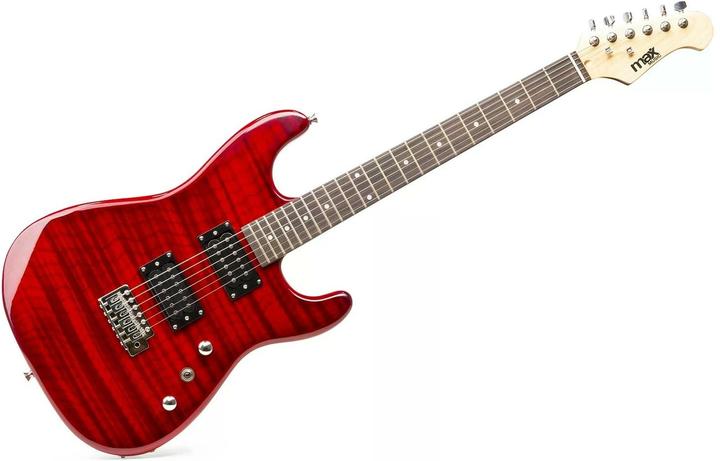 Actual product image Max Electric Guitar GigKit Quilted Style Red (Electric guitar, Wood)