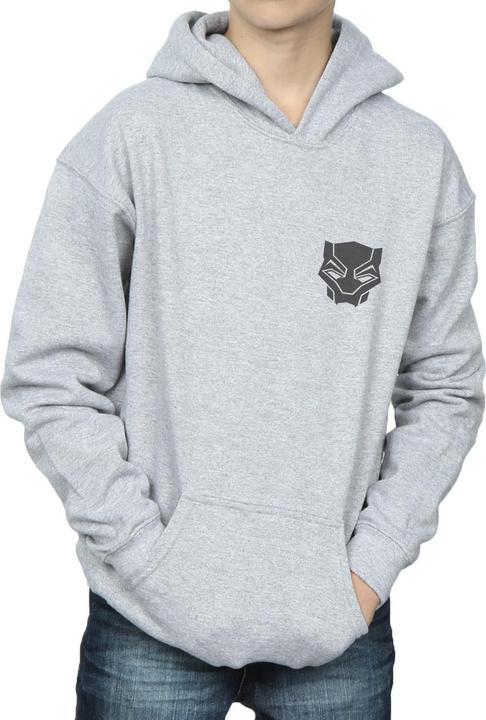 Image du produit Sweat à capuche imprimé sur la poitrine pour garçons Black Panther Black on Black (140, 146)