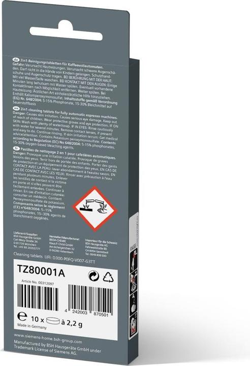 Actual product image Siemens Cleaning tablets TZ80001A