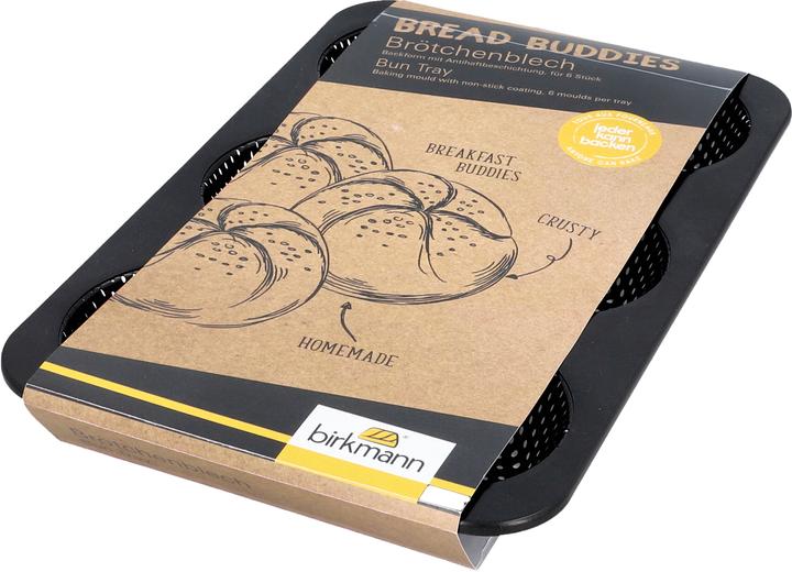 Produktbild Birkmann Bread Buddies Brötchenblech für 6 Stück 32×21 cm