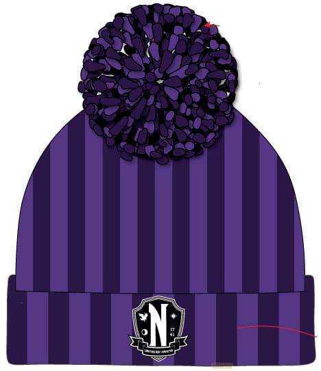 Heroes Inc Wednesday Pom-Pom muts Nevermore Logo