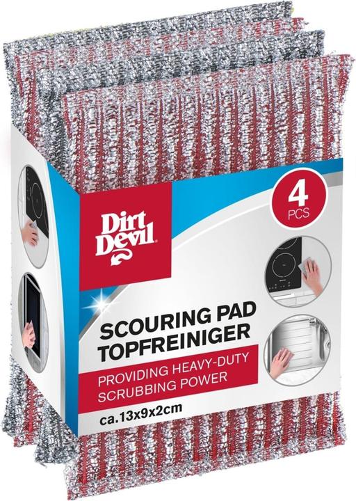 Produktbild Dirt Devil TOPFREINIGER SCHWAMM (4) 871125247708 13x9,5cm 36gr rot-silber (4 Stk.)