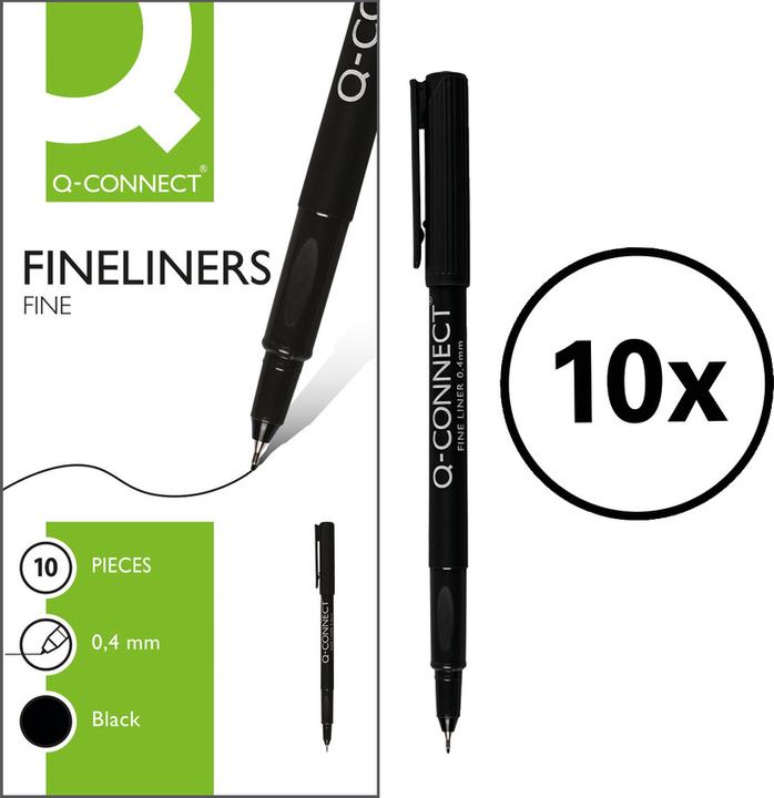 Actual product image Q-Connect Fineliner (Black, 10 x)