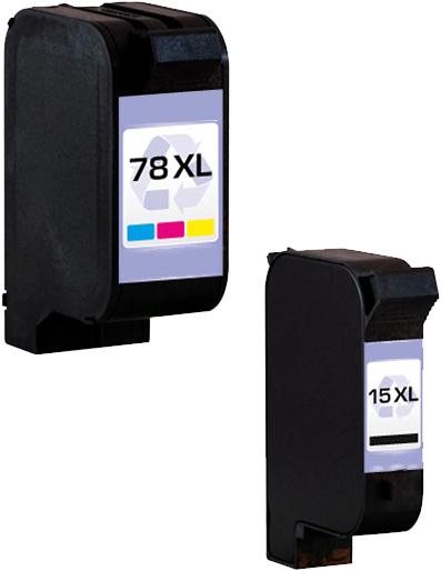Actual product image Plutoos HP 15XL HP 78XL Cartridges XXL compatible, set of 2 BK+CL (CL, FC)