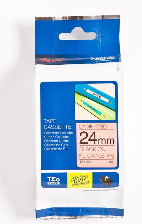 Actual product image Brother TZB51 24 Black ON Orange (2.40 cm, Orange, Black)