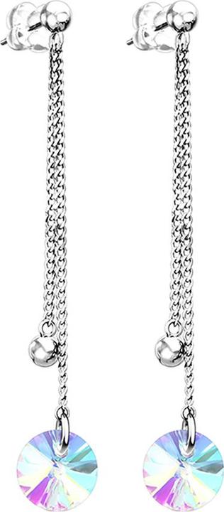 Image du produit Star Piercing Boucles d'oreilles argent avec boule chaînes en chute libre avec boule et cristal rond (sans laiton, Acier chirurgical 316L)