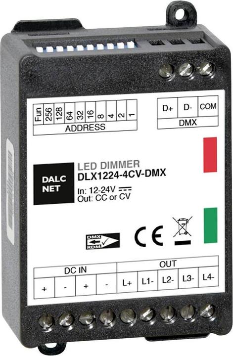 Dalcnet Variateur 12V-24V 5A CV DMX 4 sorties