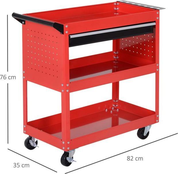 Actual product image Swisshandel24 Workshop trolley, tool trolley with 3 levels, transport trolley with drawer, assembly trolley for (1 x)