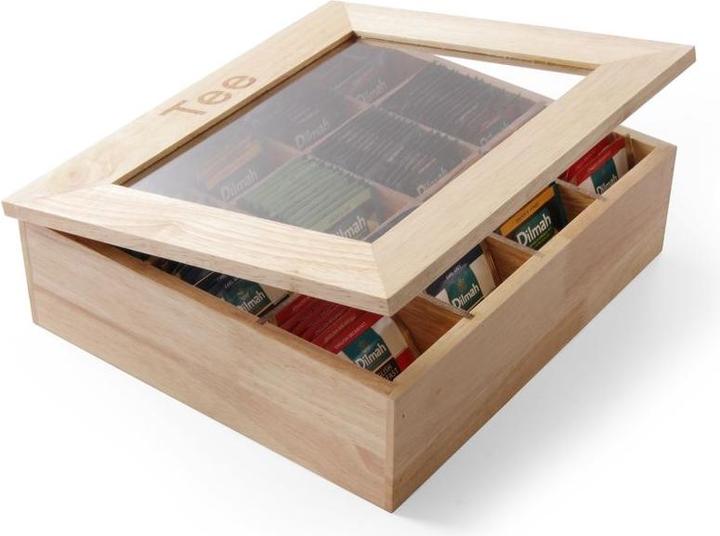 Actual product image Hendi Tea box 12 compartments wooden box with window