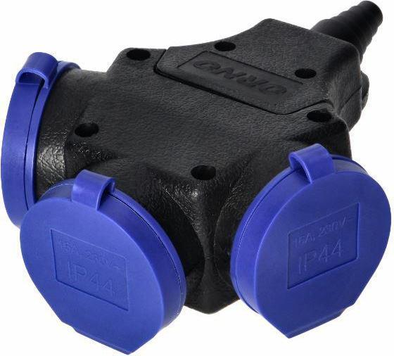 Produktbild MGA ORNO AE-13209(GS) Werkstatt Schuko Stecker Aussen Wasserdicht IP44 3x2P+E Schuko Schwarz (3 x)