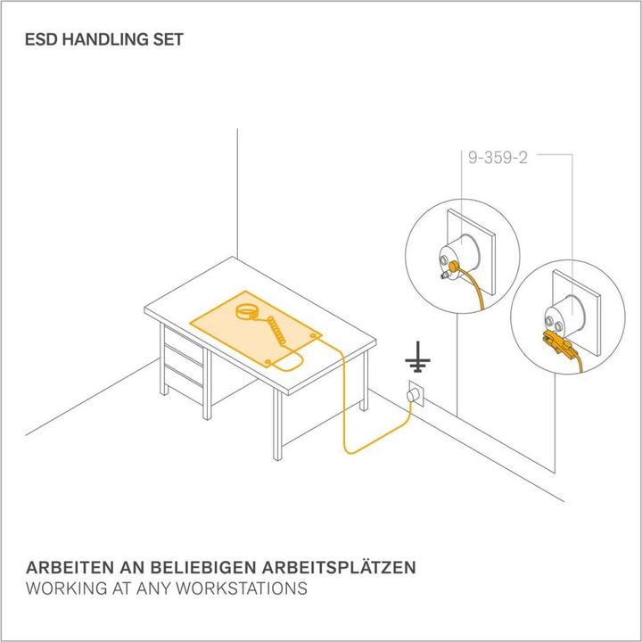Productafbeelding Bernstein ESD Handling Set 6-delig mat grijs (900x610x2) band 2 kabels 2 aardingsstoppen