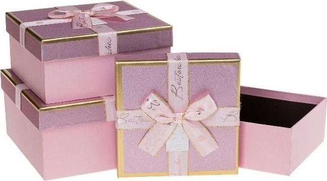 Rozette Geschenkbox mit Schleife, 3 Stück, rosa ROSETT (Gift box, 3 x)