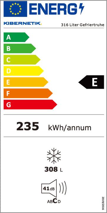 Etichetta energetica Kibernetik 316l (Struttura autonoma, 308 l)