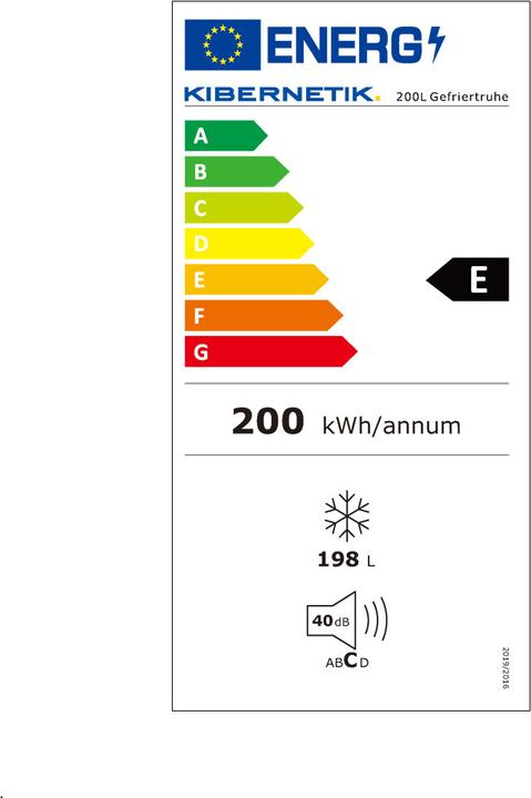 Energy Label Kibernetik Gt200l (Stand-alone, 198 l)