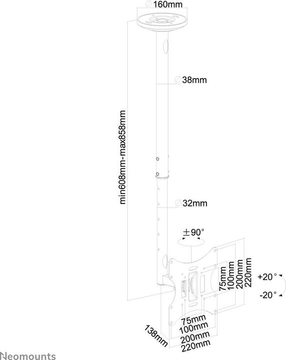 Produktbild Neomounts FPMA-C060Black (Decke, 40")