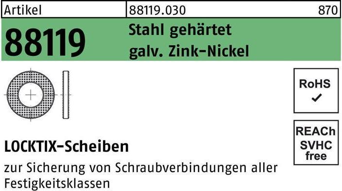 Produktbild Scheibe R 88119 10 Stahl gehärtet gal. ZnNi Cr(VI)-frei